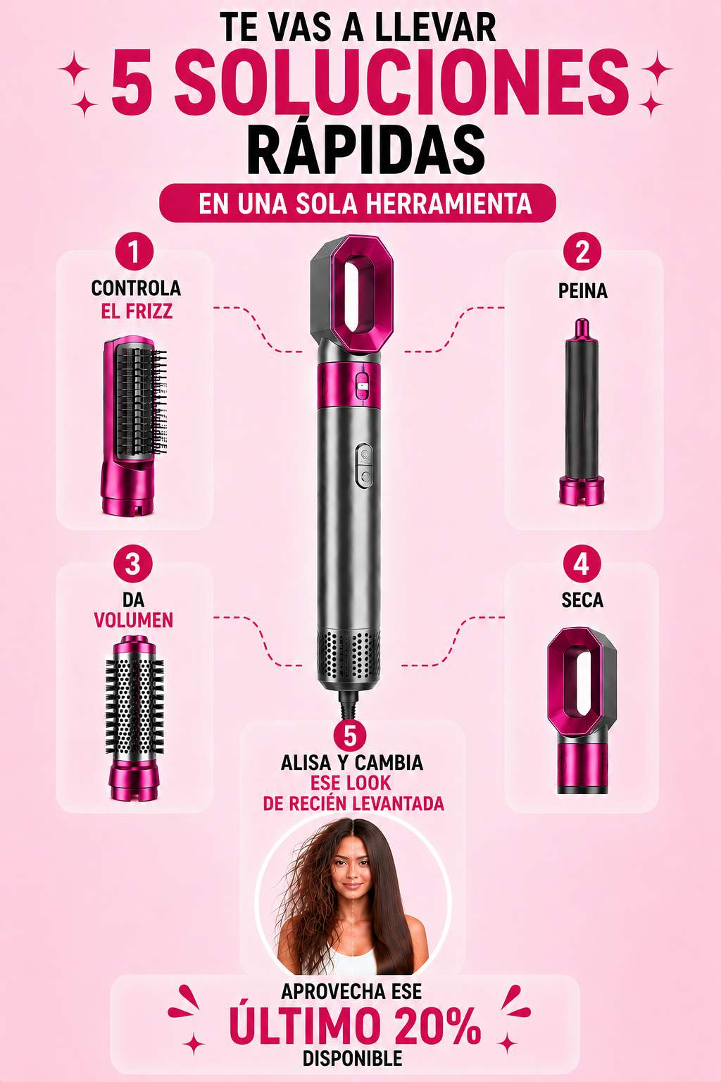 Cepillo Para Cabello 5 en 1